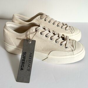 Superga Unisex White Canvas Sneakers Military Low Top Streetwear Casual Utility